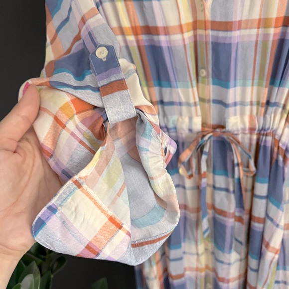 TYLHO Plaid Colorful Maxi Button Up Shirt Dress S - Picture 7 of 13